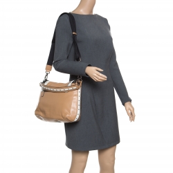 Pre Owned Anya Hindmarch Beige/White Leather Vere Studded Top Handle Bag