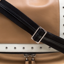 Pre Owned Anya Hindmarch Beige/White Leather Vere Studded Top Handle Bag