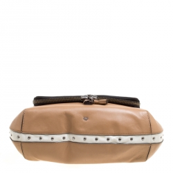 Pre Owned Anya Hindmarch Beige/White Leather Vere Studded Top Handle Bag