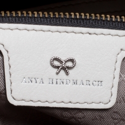 Pre Owned Anya Hindmarch Beige/White Leather Vere Studded Top Handle Bag