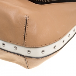 Pre Owned Anya Hindmarch Beige/White Leather Vere Studded Top Handle Bag