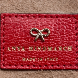 Pre Owned Anya Hindmarch Red Python Embossed Digestives Print Leather Wristlet Pouch