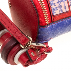 Pre Owned Anya Hindmarch Red Python Embossed Digestives Print Leather Wristlet Pouch