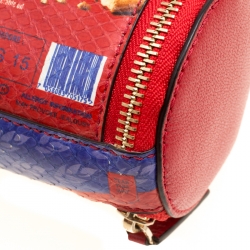 Pre Owned Anya Hindmarch Red Python Embossed Digestives Print Leather Wristlet Pouch