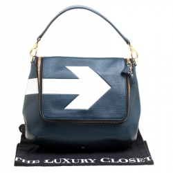 Pre Owned Anya Hindmarch Blue Leather Maxi Zip Arrow Shoulder Bag