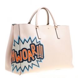 Pre Owned Anya Hindmarch Light Beige Leather Large Phwoar Featherweight Ebury Tote