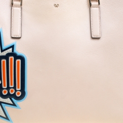 Pre Owned Anya Hindmarch Light Beige Leather Large Phwoar Featherweight Ebury Tote