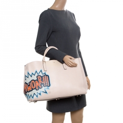 Pre Owned Anya Hindmarch Light Beige Leather Large Phwoar Featherweight Ebury Tote