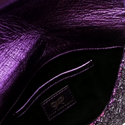 Pre Owned Anya Hindmarch Metallic Purple Glitter Valorie Clutch