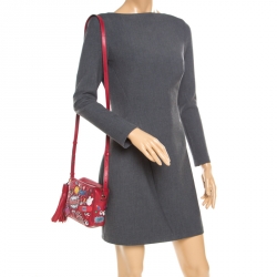 Pre Owned Anya Hindmarch Red Leather Wink Sticker Crossbody Bag