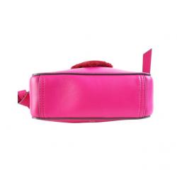 Pre Owned Anya Hindmarch Fuschia Pink Leather Fur Heart Crossbody Bag