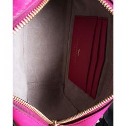 Pre Owned Anya Hindmarch Fuschia Pink Leather Fur Heart Crossbody Bag