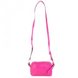 Pre Owned Anya Hindmarch Fuschia Pink Leather Fur Heart Crossbody Bag