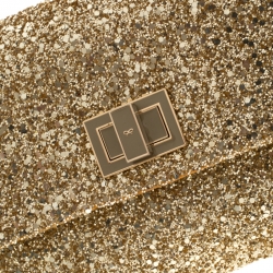 Pre Owned Anya Hindmarch Metallic Gold Glitter Valorie Clutch