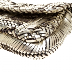 Pre Owned Anya Hindmarch Metallic Gold Leather Rossum Woven Clutch