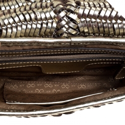 Pre Owned Anya Hindmarch Metallic Gold Leather Rossum Woven Clutch