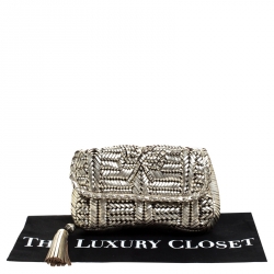 Pre Owned Anya Hindmarch Metallic Gold Leather Rossum Woven Clutch