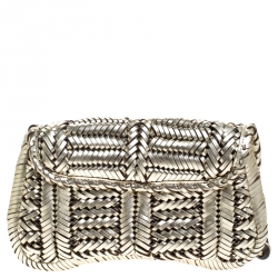 Pre Owned Anya Hindmarch Metallic Gold Leather Rossum Woven Clutch