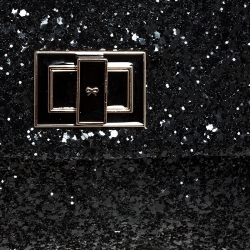 مملوكة مسبقًا Anya Hindmarch Black Glitter Flap Clutch