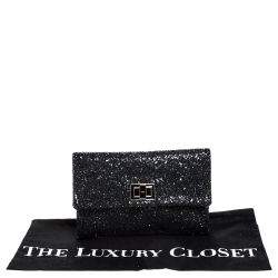 مملوكة مسبقًا Anya Hindmarch Black Glitter Flap Clutch