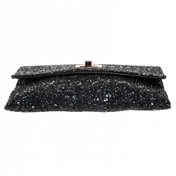 مملوكة مسبقًا Anya Hindmarch Black Glitter Flap Clutch