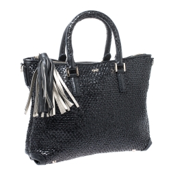 Pre Owned Anya Hindmarch Black Woven Leather Huxley Tote