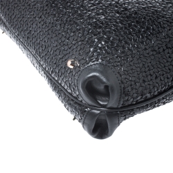 Pre Owned Anya Hindmarch Black Woven Leather Huxley Tote
