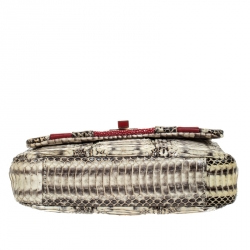 Anya Hindmarch Red/Cream Python,Leather and Stingray Stripy Gracie Flap Bag