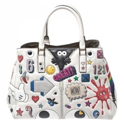 Pre Owned Anya Hindmarch Multicolor Embossed Sticker Leather Small Ebury Tote