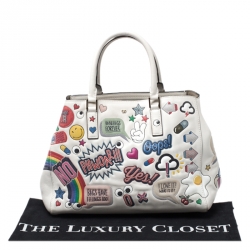 Pre Owned Anya Hindmarch Multicolor Embossed Sticker Leather Small Ebury Tote