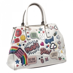 Pre Owned Anya Hindmarch Multicolor Embossed Sticker Leather Small Ebury Tote
