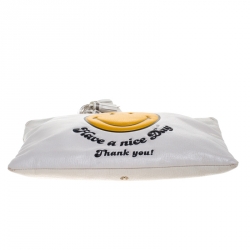 Pre Owned  Anya Hindmarch White Leather Have a nice Day Georgiana Clutch 