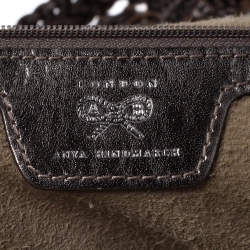 Pre Owned Anya Hindmarch Metallic SIlver Woven Leather Neeson Bag