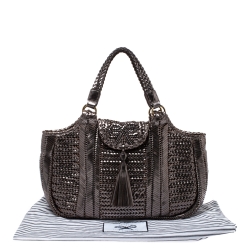 Pre Owned Anya Hindmarch Metallic SIlver Woven Leather Neeson Bag
