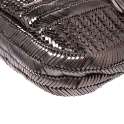 Pre Owned Anya Hindmarch Metallic SIlver Woven Leather Neeson Bag