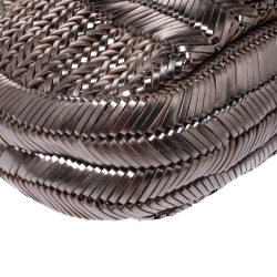 Pre Owned Anya Hindmarch Metallic SIlver Woven Leather Neeson Bag