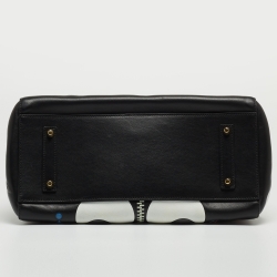 Pre Owned Anya Hindmarch Black Leather Ebury All Over Stickers Tote