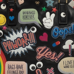 Pre Owned Anya Hindmarch Black Leather Ebury All Over Stickers Tote