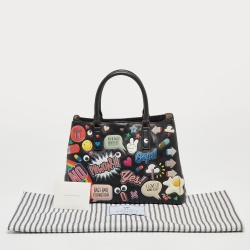 Pre Owned Anya Hindmarch Black Leather Ebury All Over Stickers Tote