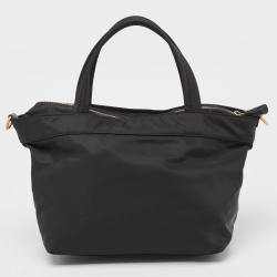 Pre Owned Anya Hindmarch Black Nylon and Leather Multi Pocket Tote