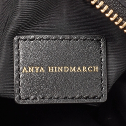 Pre Owned Anya Hindmarch Black Nylon and Leather Multi Pocket Tote
