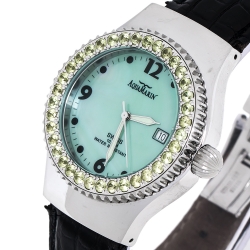 AquaMarin Green Mother of Pearl Stainless Steel Sea Star Women's Wristwatch 37 mm