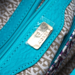 Pre Owned Aigner Turquoise/Lavender Signature Coated Canvas Tote