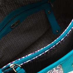 Pre Owned Aigner Turquoise/Lavender Signature Coated Canvas Tote