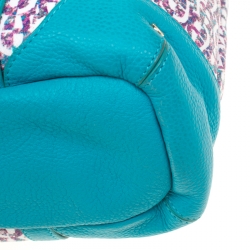 Pre Owned Aigner Turquoise/Lavender Signature Coated Canvas Tote