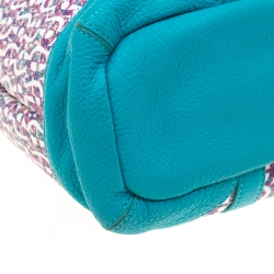 Pre Owned Aigner Turquoise/Lavender Signature Coated Canvas Tote