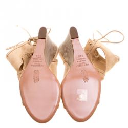 Pre Owned صندل أكوا زورا سيكسي ثينغ سويدي بيج بتفريغات كعب روكي مقاس 38.5