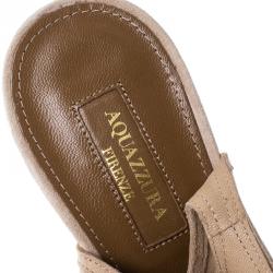 Pre Owned صندل أكوا زورا سيكسي ثينغ سويدي بيج بتفريغات كعب روكي مقاس 38.5