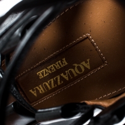 Pre Owned Aquazzura Black Leather Amazon Lace Up Open Toe Sandals Size 37