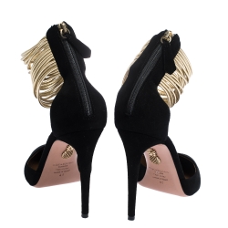 Pre Owned Aquazzura Black Suede Hello Lover Ankle Strap Pumps Size 41